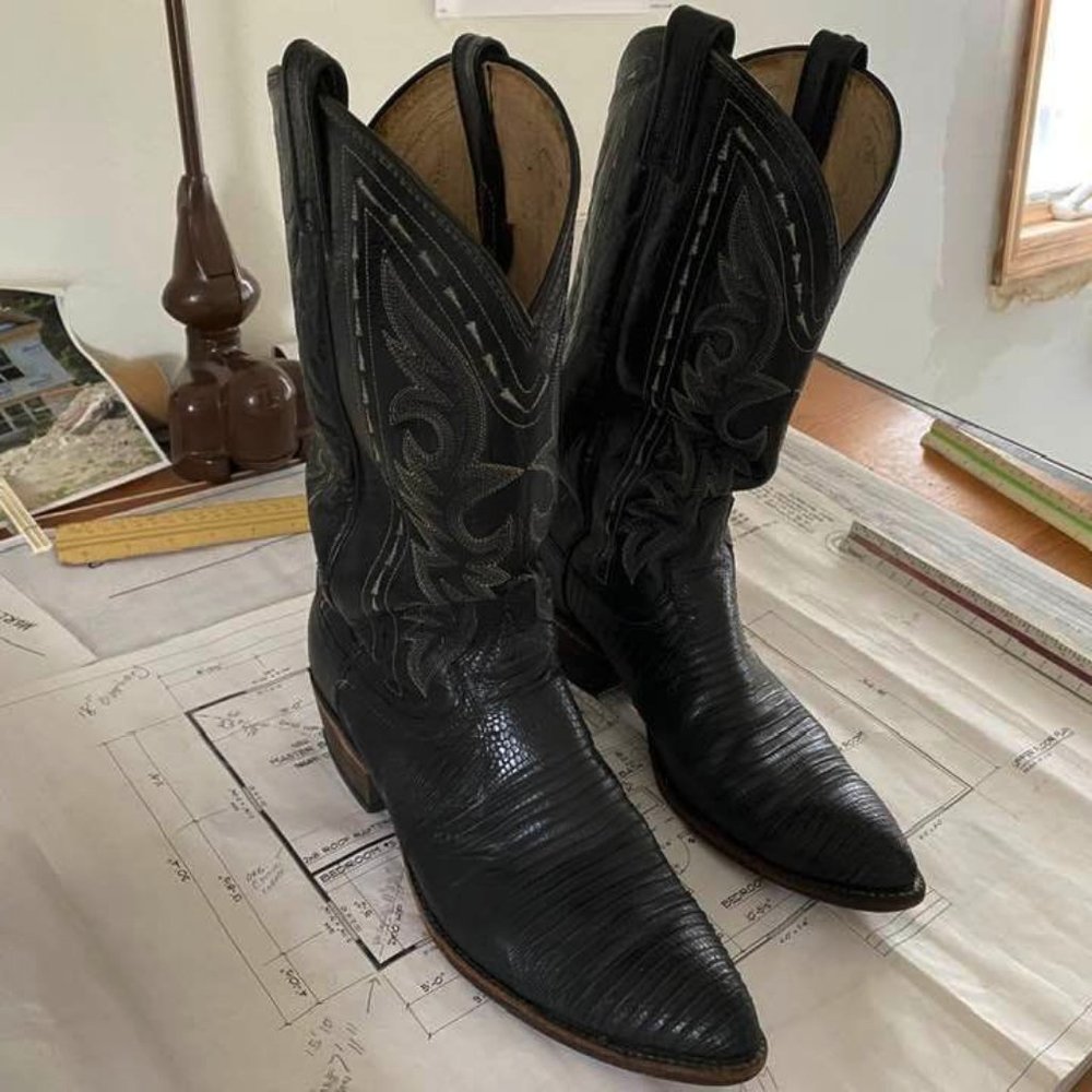 Dan Post Winston Men's Black Lizard Cowboy Boots: size 9- 1/2